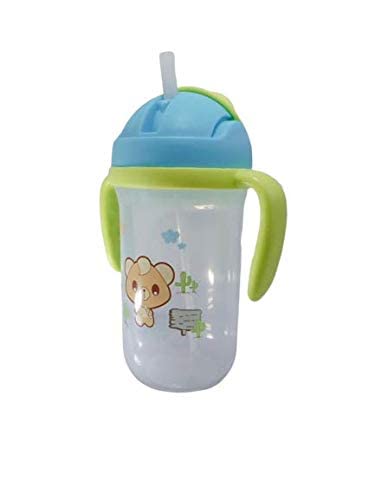 APLAM CHAPLAM Baby Cute Stylish Bpa Free Unbreakable Sippy Cup (Sipper Kids Mug) Straw Sipper Infant PP Water/Juice Training Gravity Sipper Cup with Handles 330ml (Green)-image-8