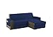 Copridivano con Penisola 2 Posti (L 200 CM) Destra/Sinistra Universale Reversibile Impermeabile, Copridivano Chaise longue Antigraffio, Copridivano Angolare con Tasche Portaoggetti - Blu