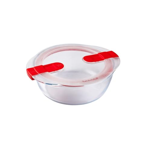 Pyrex - Cook & Heat - Plat Rond en Verre avec Couvercle Hermétique Spécial Micro-ondes – Boîte de conservation – Cuisinez au four, Conservez et...