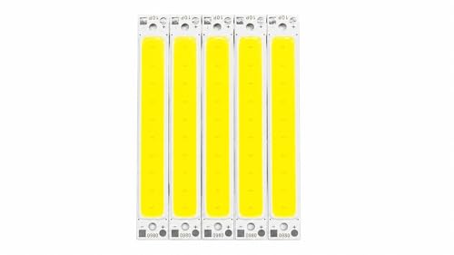 Image of Pack of 5 COB LED Strip Module, 3V-4V DC, 60mm x 8mm, Ultra Bright White