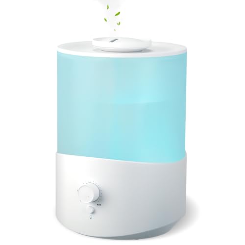 Romon Humidificador Aire 2.5L Blanco, Hasta 28H para humificadores silencioso para Dormitorio, Hasta 28H, Nebulización 360° humidifier aceites esenciales para Plantas, Apagado Automático, 7 luces LED