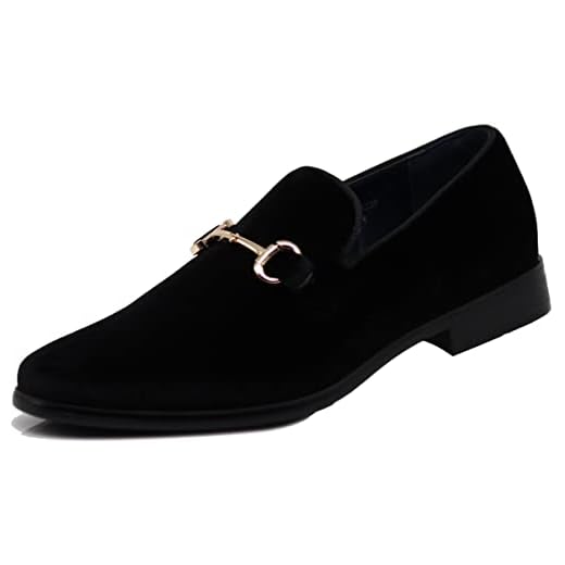 SPT03 Men's Vintage Plain Velvet Dress Loafers Slip On Shoes Classic Tuxedo Dress Shoes (10.5, Black (Scoland))