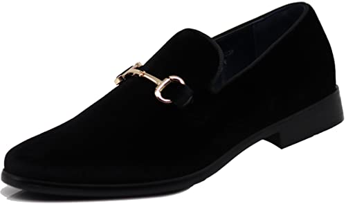 SPT03 Men's Vintage Plain Velvet Dress Loafers Slip On Shoes Classic Tuxedo Dress Shoes (8, Black (Scoland)) by Enzo Romeo - Used condition - US$23.22