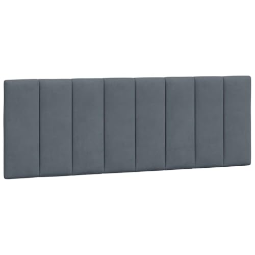 vidaXL Coussin de Tête de Lit Hanko, Oreiller de Tête de Lit avec Bandes Auto-agrippantes, Coussin Rembourré Chambre à Coucher, Gris Foncé 120 cm Velours