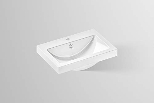 ALAPE Aufsatzwaschtisch AB.R585H.1,58,5 x 40,5 x 6 cm, Stahl glas, 1 Stück, weiß,3202000000