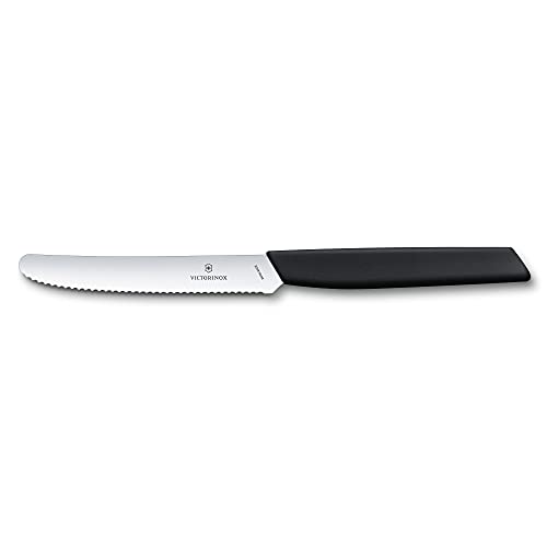 Victorinox Swiss Modern Tomato and Table Knife, Wavy Edge, Black, Standard (6.9003.11W)