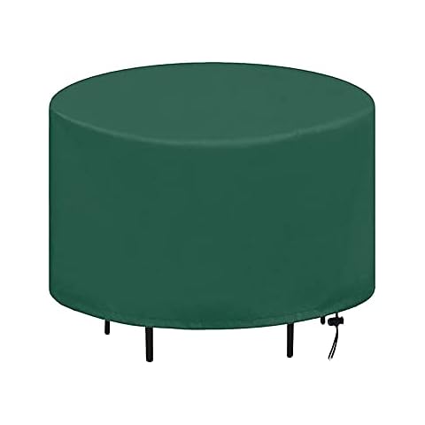 Round Garden Furniture Covers, Patio Furniture Covers Waterproof, 420D Oxford Fabric Rectangular Windproof Anti-UV Garden Table Covers-290x85cm Cover