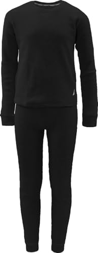 Nautica Girls' 2-Piece Shirt & Pants Base Layer Long Johns Waffle Thermal Underwear Set