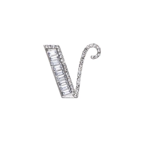 Image of A-Z 26 Letters Brooch Pins Silver Initial Rhinestone Brooches Crystal Alphabet Breastpin Pin Women Gifts Jewelry