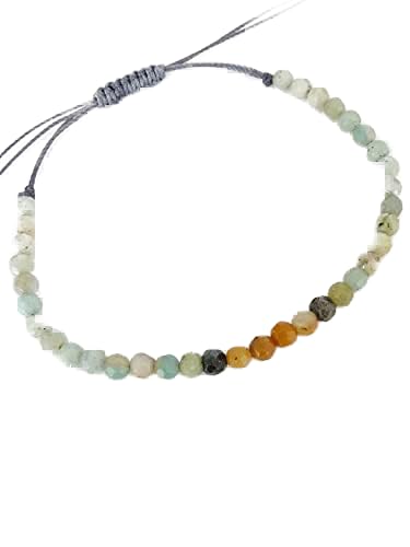 Bracelet en amazonite facettée 4mm et cordon de fil ajustable