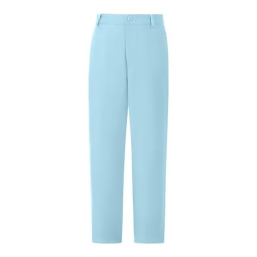 Calça social para meninos para crianças, frente lisa, uniforme escolar, calça com cintura ajustável, Azul-celeste, 3