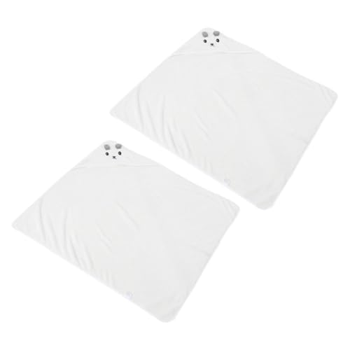 Toalla de baño con capucha para pequeños material de forro polar blanco pack de 2 unidades 2