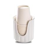 TANEW Ceramic Bathroom Cup Dispenser with Stylish Vertical Stripes - Dixie Cup Dispenser & Mouthwash Cup Holder Holds 3oz Paper Cups for Rinsing Cups on Bathroom Vanity Countertops Matt White