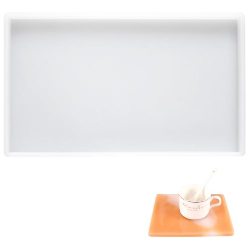 Moldes Grandes Resina Epoxi Rectangular 25 x 15cm Bandeja de Resina Epoxi Fácil Desmoldeo Bandeja de Moldes de Silicona para Bandeja de Té de Frutas, Posavasos, Decoración Del Hogar Manualidades