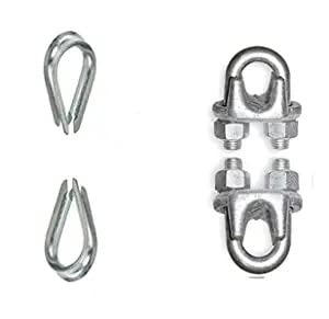 QBM 2 Wire Lock with M6 Galvanized Steel 1/4" Diameter Wire Rope Cable 6 mm Thimbles Rigging -Set of (2 Pieces) (B0BN19K3CC) Amazon Price History, Amazon Price Tracker