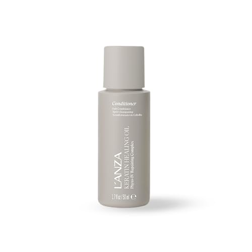 L'ANZA Keratin Healing Oil Conditioner for Dry Damaged Hair, Moisturizing, Detangles, Reduces Breakage, Adds Shine, Anti-Frizz, Color Safe Anti-Humidity Strengthening Care, Sulfate Free (1.7 Fl Oz)