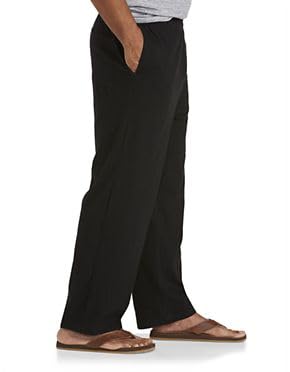 Harbor Bay by DXL Men's Big and Tall Open-Hemmed Jersey Pants Black 1XLT3
