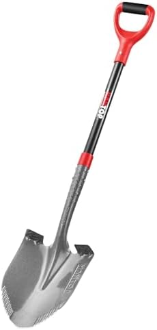 Sharp Sawtooth Blade Round Garden Shovel Spade for Digging | Sharp Sawtooth Blade,Sturdy Fiberglass Handle,Comfortable Grip,For Digging, For Gardening, For Landscaping,For Tree Planting