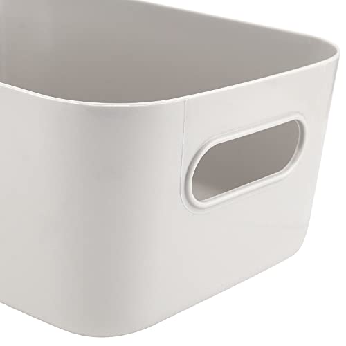 MUKCHAP 8 Pack Grey Plastic Cupboard Storage Boxes, 25 x 16.5 x 10cm Plastic Storage Baskets with Handle - Image 3