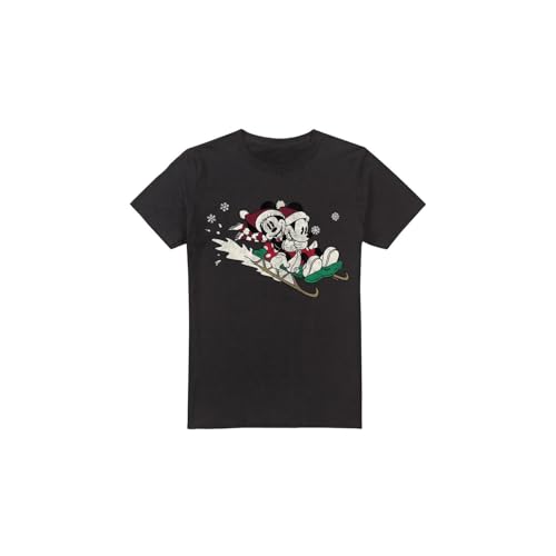 Disney - Camiseta Sledding For Christmas de Mickey & Minnie Mouse para Hombre (3XL) (Negro)