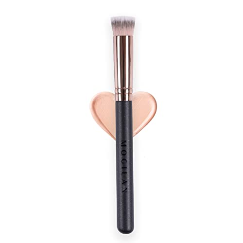 Concealer Brush Under Eye,MOGILAN Flat Top Kabuki Brush Mini Kabuki Foundation Brush Premium Synthetic Concealer Blending Brush for Eyebrows Concealing Liquid Cream Powder Foundation Blending Buffing
