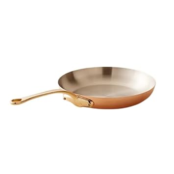 Round Commercial Copper Fry Pan with Handle - 12 inches