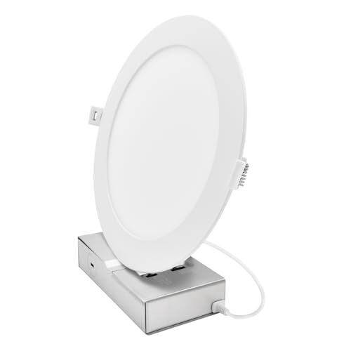 LUXRITE 8-Inch LED Recessed Light with J-Box, Canless Mini Panel