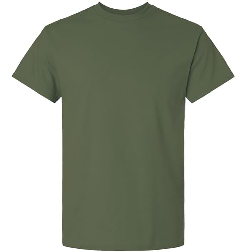 Joe's USA Men's Heavyweight Ultra Cotton Wholesale T-Shirts -M-Military Green