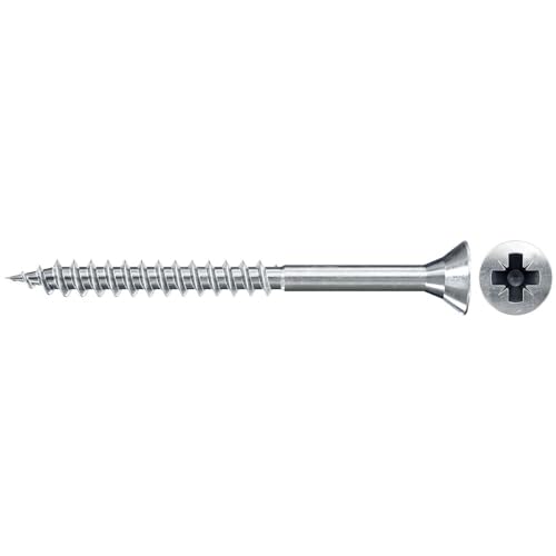 fischer Chipboard Screw 4.5 x 70 Countersunk Head Blue Galvanised Partial Thread Phillips PZ, 4,5x70 - Image 2
