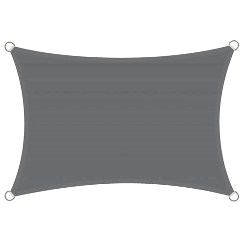 Rivenlo Sonnensegel Rechteckig 4x6m HDPE UV Schutz 6x4 Meter Sonnenschutz Wetterbeständig Atmungsaktiv für Balkon Garten Balkon und Terrasse inkl Befestigungsseile Anthrazit
