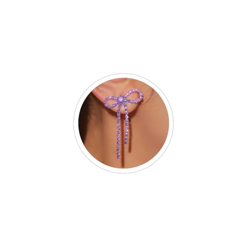 Bow Earrings for Women Black Bow Earrings Silver Bow Rhinestone Earrings Red Bow Earrings Dangle Sparkly Earrings Coquette Earrings Purple Hot Pink Bow Earrings Christmas Earrings Bow Jewelry