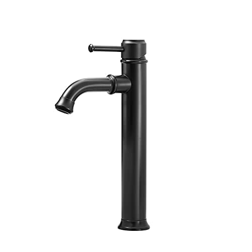 Grifo de lavabo negro antiguo monomando alto para baño y jardín