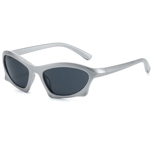 Lunettes de soleil punk LVTFCO contre éblouissement verres miroir argent noir UV400 unisexe