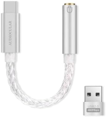 AUDIOCULAR D07 Slim CX31993 Portable DAC Dongle Connector Mobile Audio Adapter, Type C to 3.5mm DAC for iPhone 16 Series /15 Series, Galaxy S25/ S24 & Other Type C Phones