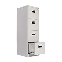 Frideko 4 Drawers Filing Cabinets, Lockable Metal Cabinet, Office Cabinet with Lock Utility Storage Cupboard Locker, Need to assembly (Light Grey)