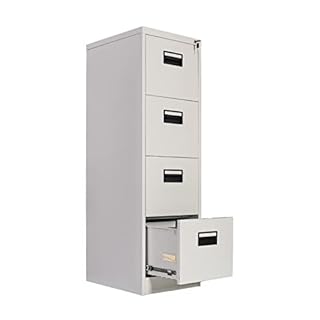 Frideko Filing Cabinets, Lockable Cabinets, 4 Drawers Metal Cabinet, Office Cabinet with Lock Utility Storage Cupboard Locker, Need to assembly (Light Grey)