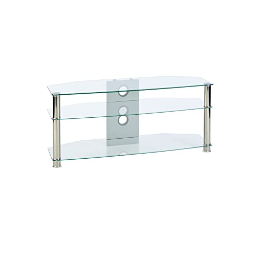 MMT - Soporte para TV de cristal transparente (120 cm de ancho, para televisores de pantalla plana LED, 4 K, 139,7 cm)