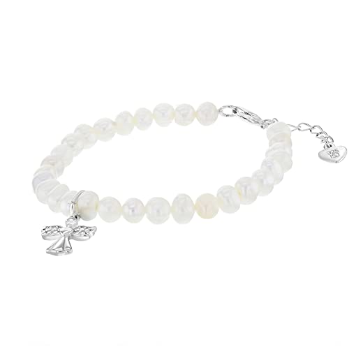 925 Sterling Silver Adjustable Cultured Pearl Guardian Angel Bracelet for Babies & Young Girls - Stunning White Pearl Bracelets for Girls - Beautiful Angel Charm Bracelet for your Little Girls2