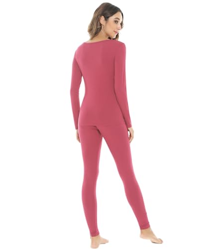 Image of NACHILA Thermal Underwear for Women-Viscose Made from Bamboo,Soft Long Johns Set Base Layer Pajamas Set Long Sleeve Pjs