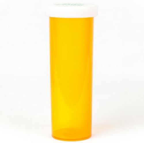 Five Star Supplies Plastic Pill Bottles - 100% Child Resistant Caps - Pill Container Prescription Vial - Push N Turn - Amber - 13 DRAM (320 Ct.)
