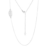 SIPURIS Collar con medalla milagrosa de la Virgen María para hombres y mujeres, colgante de cruz de la Virgen María, joyería católica religiosa para bautismo, 0.44*0.94in, Acero inoxidable, Sin piedra