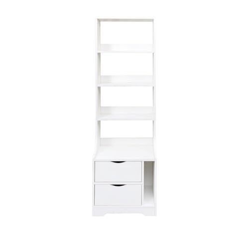 FRITHJILL 5-Tier Storage Bookshelf with 2 Drawers and Open Shelves,