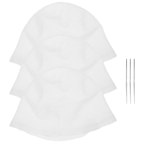 NIYANGLE 3 gorros para mechas: gorro de silicona para teñir el cabello con mechas, herramientas de coloración con ganchos de crochet, suministros para peluquería casera y uso profesional en salones