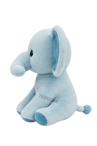 Image of Sitting Elephant Soft Toy for Girls Boys Kids,Sky Blue,Elehant Animal Plush Stuffed Baby Teddy Gift Birthday, 23cm