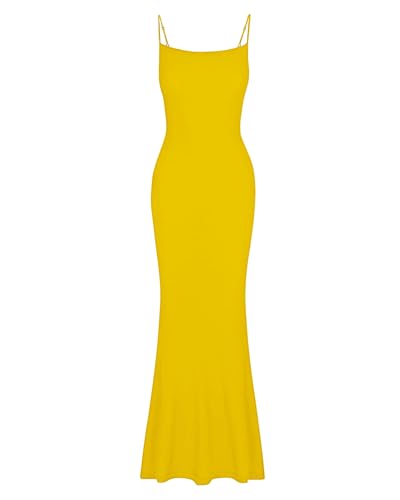 Image of AUSELILY Womens Bodycon Maxi Dress Square Neck Sexy Slip Long Dress | Sleeveless slip design with a long skirt line, Going out dress for celebrations, Style with heels