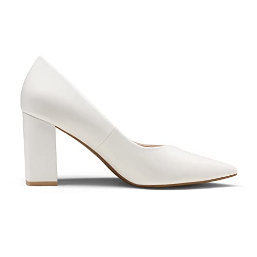 Image of DREAM PAIRS Womens High Chunky Closed Toe Block Heels | Pointed Toe Wedding Party Elegant Slip On Pumps Shoes
