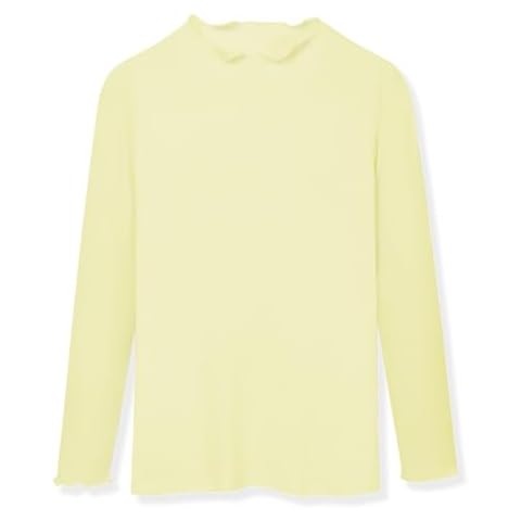 CUNYI Long Sleeve Tops for Girls T-Shirts Lightweight Cotton Toddler Tees Shirt with Lettuce Edge Neckline Cute Elegant, Beige, 170 Cover