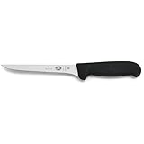 Victorinox Fibrox Ausbeinmesser, Scharfes Küchenmesser für Fleisch und Geflügel, 15 cm, Gerade Klinge, Flexibel, Scharf, Rostfreier Stahl, Schwarz