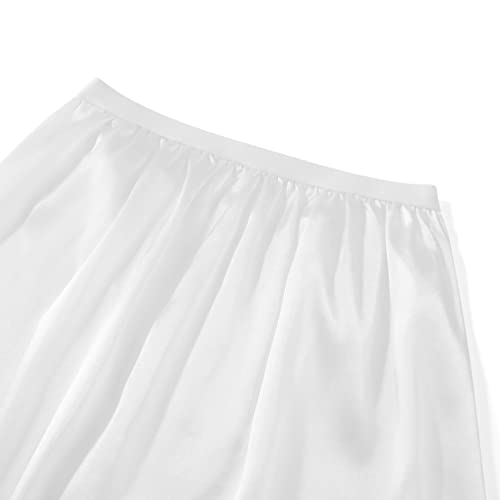 Women Lace Trim Half Slip Solid Elastic High Waist Bottomed Skirt Non Cling Knee Length Underskirt For Under Dress4