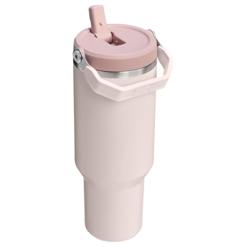 Stanley IceFlow 2.0 Flip Straw Tumbler with Handle 30 oz | Twist On Lid and Flip Up Straw | Leakproof Water Bottle | Insulated Stainless Steel | BPA-Free | Rose Quartz